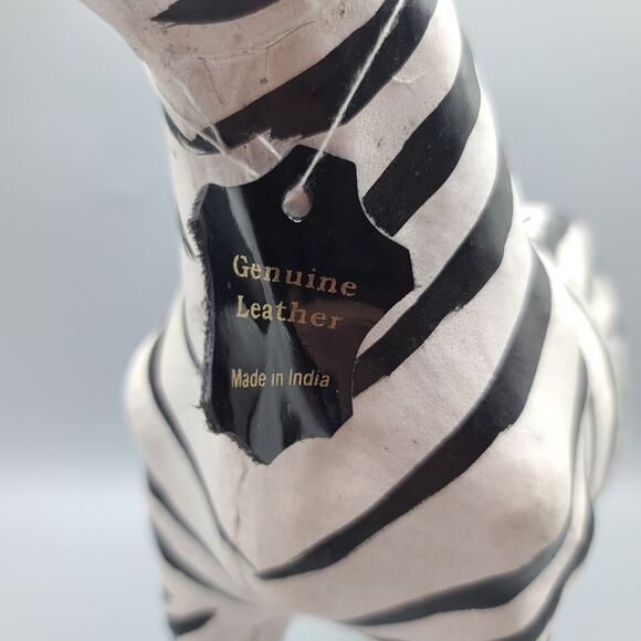 Leather Wrapped African Zebra Paper Mache Figure Statue Made In India - Picture 16 of 16